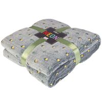 Koc narzuta z mikrofibry NEON 200x220 Darymex malachitowy w kropki