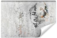 Fototapeta Do Salonu ABSTRAKCJA Twarz Kobiety Kwiaty Beton 300cm x 210cm