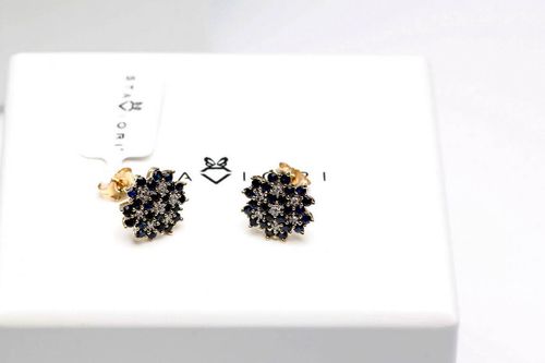 kolczyki złote z szafirami i brylantami na Arena.pl