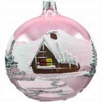 Bombka choinkowa ręcznie malowana - Zimowa Kraina: różowa