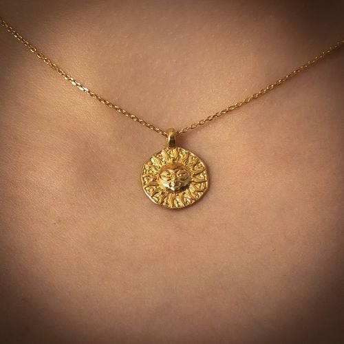 Naszyjnik na łańcuszku - słońce i srebro złocone 45 cm na Arena.pl