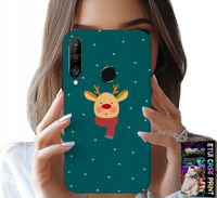 ETUI DO HUAWEI P30 LITE - RENIFER NA ZIELONYM TLE ŚWIĄTECZNE WZORY