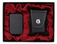 Czarna Zapalniczka Benzynowa w Zestawie Prezentowym z Etui na Zapalniczkę