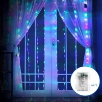 Lampki choinkowe kurtyna 100 LED RGBY 1x1 m na 3 baterie AA praktyczne i kolorowe