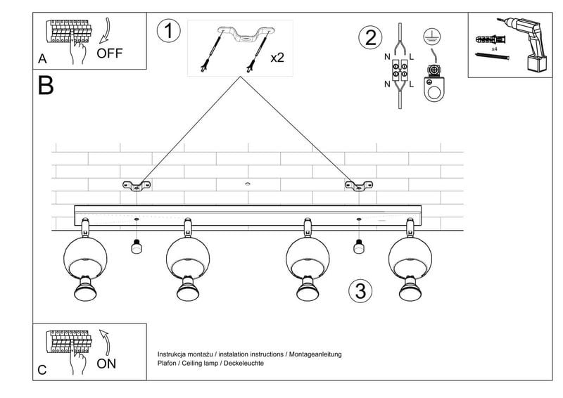 Spot LAMPA sufitowa SL.0447 reflektorowa OPRAWA listwa spot balls czarne zdjęcie 5