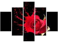 70 100CM OBRAZ 5 ELEM RÓŻANY PLUSK DRUK PŁÓTNO