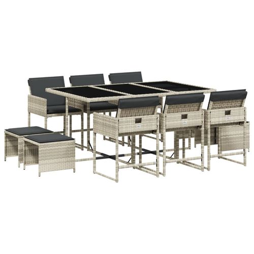 11-cz. zestaw mebli do ogrodu z poduszkami jasnoszary rattan PE na Arena.pl