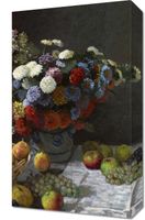 Obraz 30x50cm Still Life with Flowers and Fruit, Monet Vintage