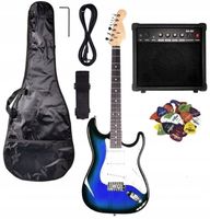 ZESTAW NN EG SET GITARA ELEKTRYCZNA STRATOCASTER WZMACNIACZ ETUI BLUE BURST