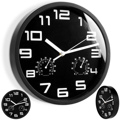 Zegar ścienny czarny z termometrem higrometrem 25 cm na Arena.pl