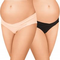 Majtki ciążowe pod brzuch ukośne Dwupak L/XL beż-czarny