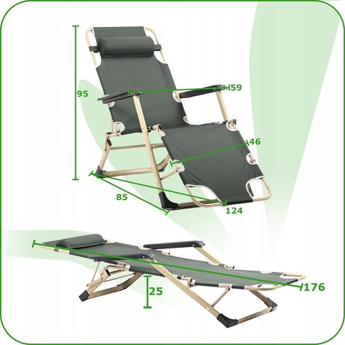 LEŻAK OGRODOWY szary regulowany LEŻAK TARASOWY na balkon ogród na Arena.pl