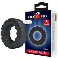 crazy bull laiden super soft silicone cock ring - black