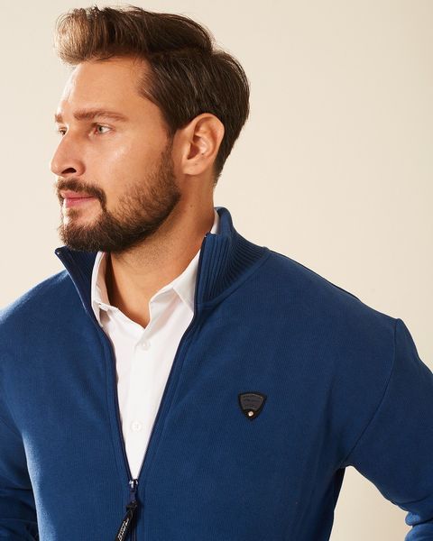 Sweter męski bawełniany niebieski Platon Rozmiar - M zdjęcie 3