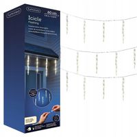 METEORY Zewnętrzne Sople Świetlne 60 LED Ciepłe Białe IP44 3.6M