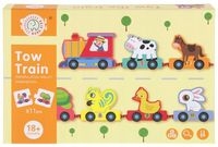 2X Drewniany Pociąg Kolejka Cyfry Cyferki Zwierzątka Układanka Puzzle Worec