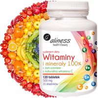 Witaminy Minerały 100% z Żeń-Szeniem i Naturalną Witaminą C 120 Tab ALINESS
