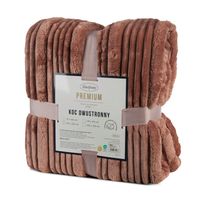 Koc 200x220 mocha NINA flanelowy miękki ciepły i puszysty z efektem 3D