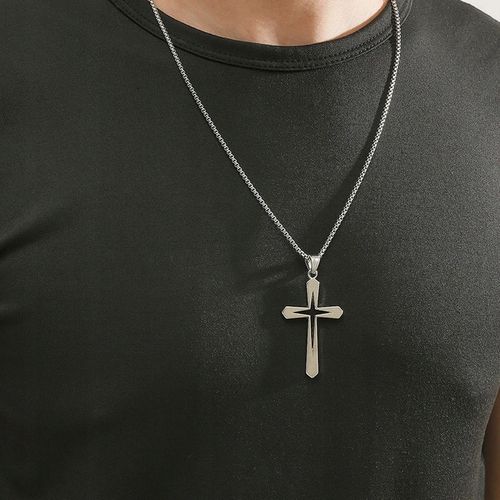 ŁAŃCUSZEK Z KRZYŻYKIEM Srebrny Męski Krzyż Łańcuch Naszyjnik WŁOSKI GRATIS na Arena.pl