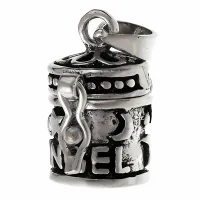 Elegancki otwierany oksydowany srebrny wisior sekretnik beczka srebro 925