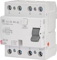 2 x 2 x ETI WYŁĄCZNIK RÓŻNICOWOPRĄDOWY 4P 25A typ AC 10kA 100mA 3P+N 415V 0