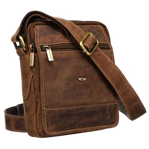 skórzana listonoszka męska w brązowym kolorze zawieszona na regulowanym na Arena.pl