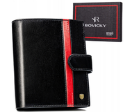 Duży skórzany portfel męski na zatrzask Rovicky