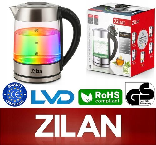 CZAJNIK ELEKTRYCZNY SZKLANY LED Z REGULACJĄ TEMPERATURY 2200W na Arena.pl