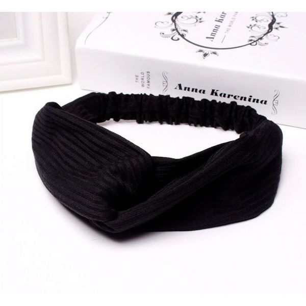 Opaska gumka do włosów węzeł boho czarna zdjęcie 2