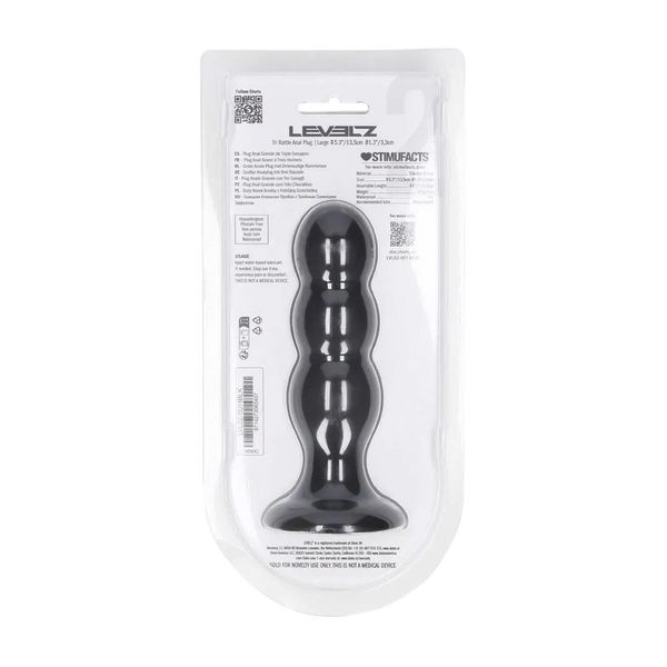 Tri Rattle Liquid Silicone Anal Plug - L - Black zdjęcie 3