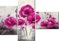 100CM 80 OBRAZ 3 ELEM RÓŻOWE MAKI ŚCIENNY