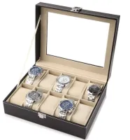 SZKATUŁKA PUDEŁKO ETUI NA ZEGARKI CZARNE 10szt