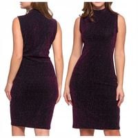 SUKIENKA DAMSKA MIDI BEZ RĘKAWÓW KOKTAJLOWA Z POŁYSKIEM DOPASOWANA MORAJ L