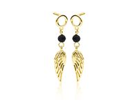 Delikatne pozłacane srebrne wiszące kolczyki celebrytka skrzydła skrzydełka wings cyrkonie srebro 925 Z1708EG_B