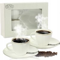 ZESTAW PREZENTOWY FILIŻANKA PORCELANOWA ZE SPODKIEM DO KAWY 100 ML