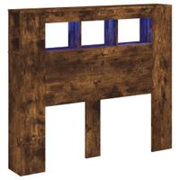 Wezgłowie łóżka z LED, przydymiony dąb, 120x18,5x103,5 cm