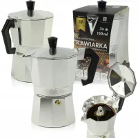 KAWIARKA ALUMINIOWA ZAPARZACZ DO KAWY KAFIETERKA WŁOSKA MOKA NA 3 KAWY