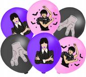 ZESTAW BALONÓW Z NADRUKIEM Addams Wednesday DEKORACJA URODZINOWA NA IMPREZE