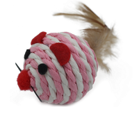 Zabawka dla kota okrągła mysz ze sznura naturalnego z piórkiem UNIQ PETS