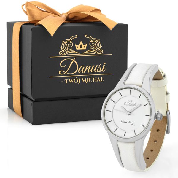 ZEGAREK DAMSKI G. ROSSI BIAŁY GRAWER + PUDEŁKO zdjęcie 1