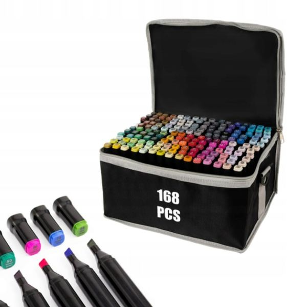 Zestaw 168 Dwustronnych Markerów Alkoholowych Pro z Praktyczną Torbą zdjęcie 10