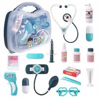 ZESTAW LEKARSKI DLA DZIECI LEKARZ DOKTOR W WALIZCE STETOSKOP DŹWIĘK LED