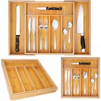 Wkład do szuflady na sztućce 28x34 bambusowy rozsuwany regulowany organizer