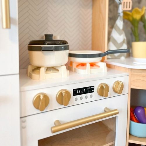 DUŻA DREWNIANA KUCHNIA INTERAKTYWNA XXXXL Z OŚWIETLENIEM LED - 50 ELEMENTÓW na Arena.pl