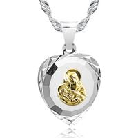 Srebrny łańcuszek 45cm i medalik 925 Matka Boska pozłacany Komunia Chrzest