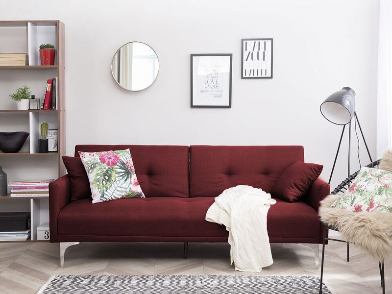 Sofa rozkładana czerwona LUCAN zdjęcie 2