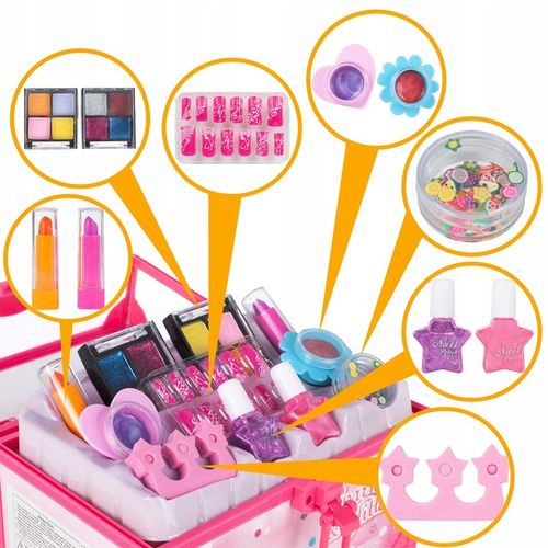 ZESTAW MAKE UP MANICURE W KUFERKU DLA DZIECI DO MALOWANIA PAZNOKCI LAKIERY na Arena.pl
