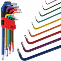 ZESTAW KLUCZY IMBUSOWYCH IMBUS TORX T10-T50 KOLOROWE TORXY DŁUGIE 9 sztuk