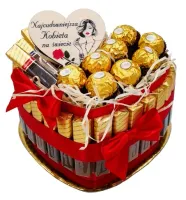 Tort MERCI Kosz Prezentowy Zestaw Urodziny Prezent na Dzień Babci i Dziadka