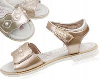 Sandały złoty profilowana wkładka skórzana perełki stylowe 33